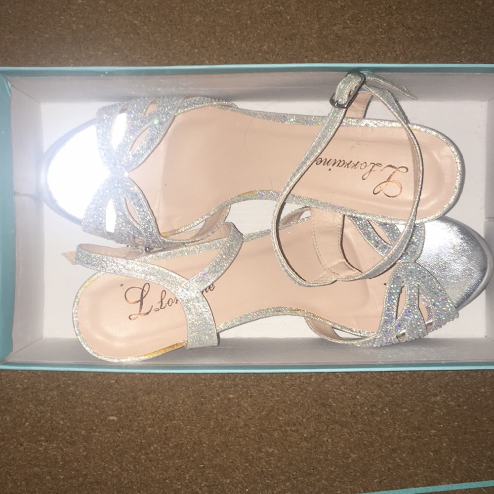 Silver Glitter Rhinestone Heels for Prom/Hoco